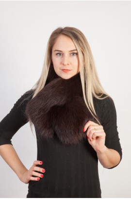 Brown fox fur scarf-collar (Dark brown)